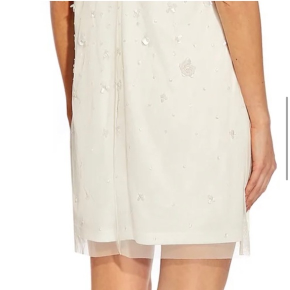 NWT ADRIANA PAPPELL Floral Beaded Appliqué Dress Bridal Shower Brides Dress - Picture 6 of 10